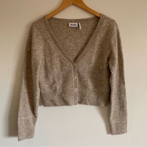 Weekday Tone Fluffy Cardigan, Wool Blend, Mole Gray, Small